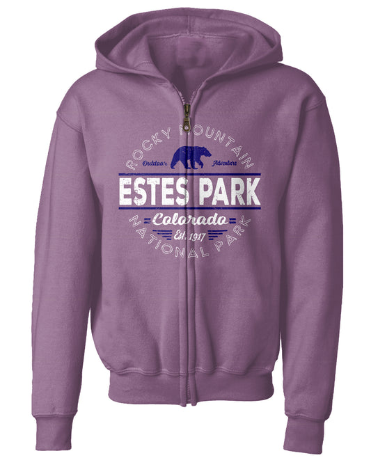 Hubcap Bear Kids Zip Hood - Lavender